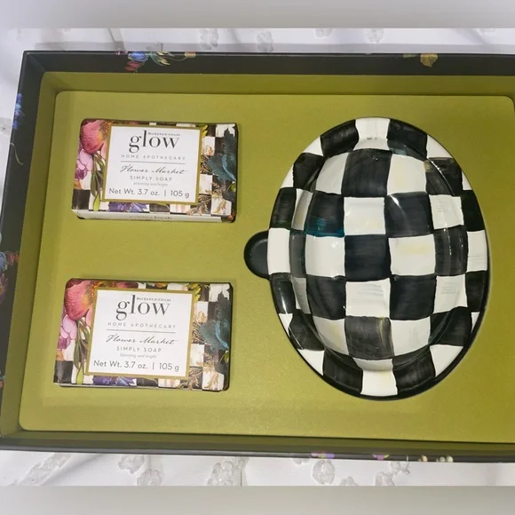 Mackenzie Childs Flower Market Bar Soap & Dish Set
